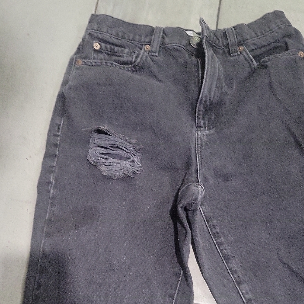 Garage Black  Distress Denim vintage Straight  Jeans Size 03 Or 26 - Picture 3 of 5